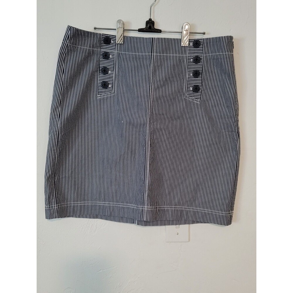 Talbots Navy and White stripe skirt with Nautical accent buttons 12p NWT